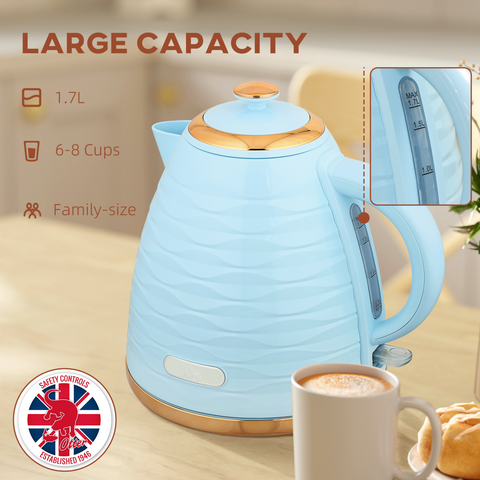 HOMCOM Electric Kettle, Fast Boil, 1.7L, 3kW, Swivel
