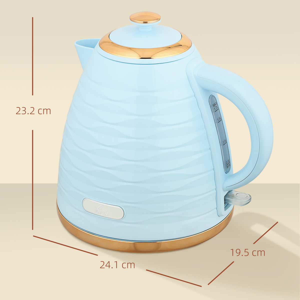 HOMCOM Electric Kettle, Fast Boil, 1.7L, 3kW, Swivel