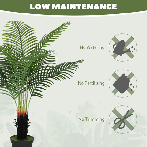 HOMCOM Artificial Areca Palm Tree with PE Leaves and Flocked Soil
