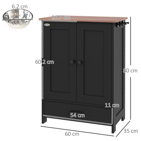 PawHut Dog Feeding Station with Storage, Pet Feeding Station with Dog Bowls