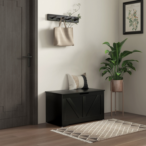 HOMCOM Storage Trunk for Living Room, with Safety Hinges