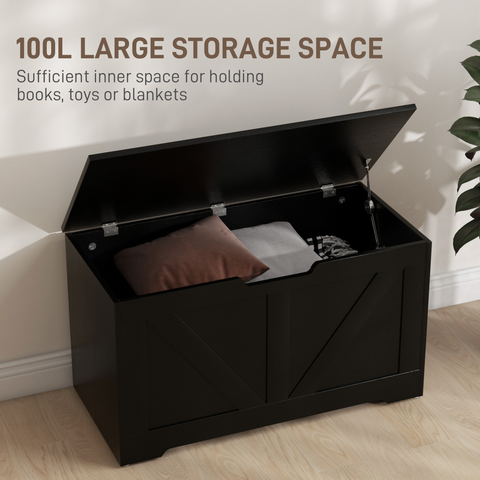 HOMCOM Storage Trunk for Living Room, with Safety Hinges