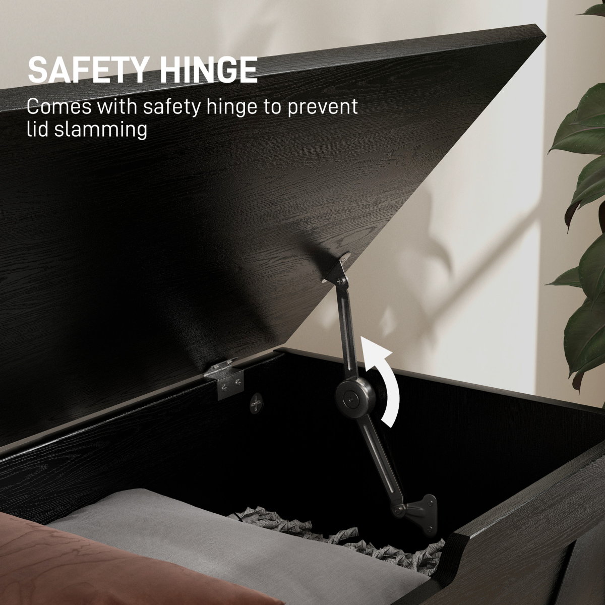 HOMCOM Storage Trunk for Living Room, with Safety Hinges