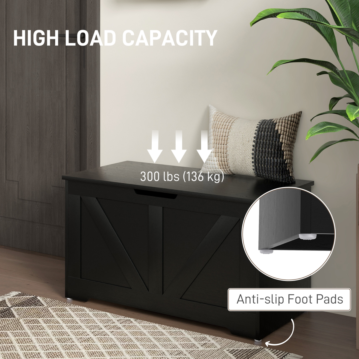 HOMCOM Storage Trunk for Living Room, with Safety Hinges