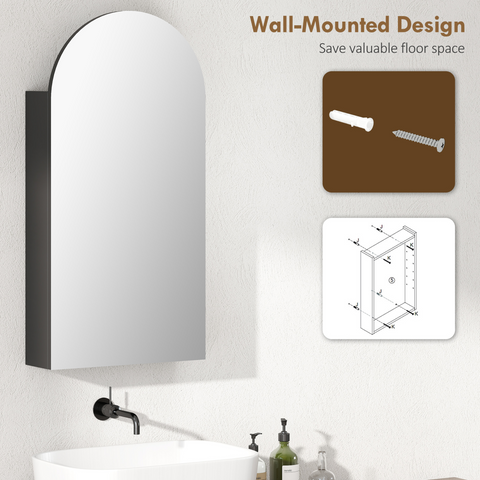 HOMCOM Bathroom Mirror Cabinet with Adjustable Glass Shelves