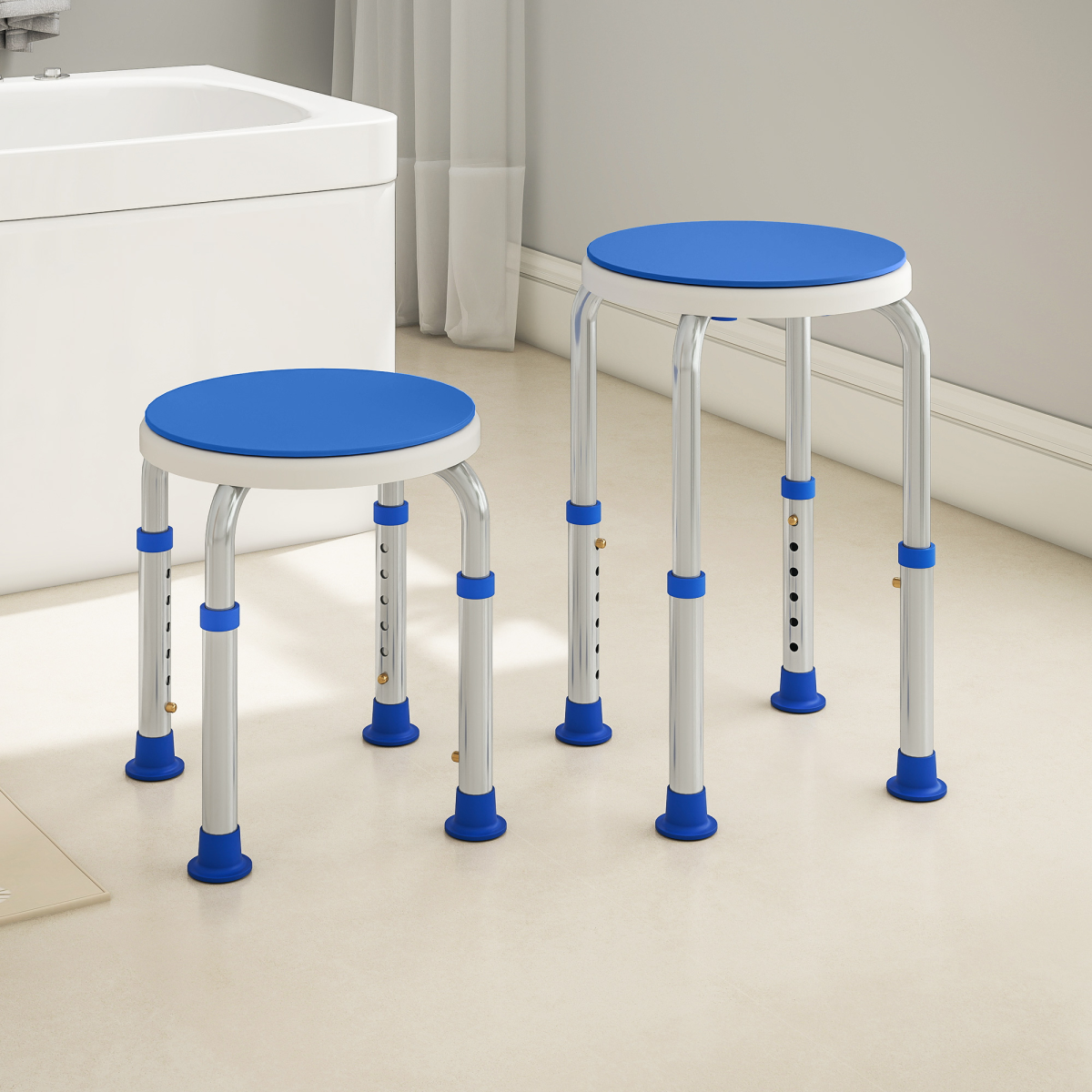 HOMCOM 360 Degree Swivel Shower Stool with Non-Slip Feet for Disabled
