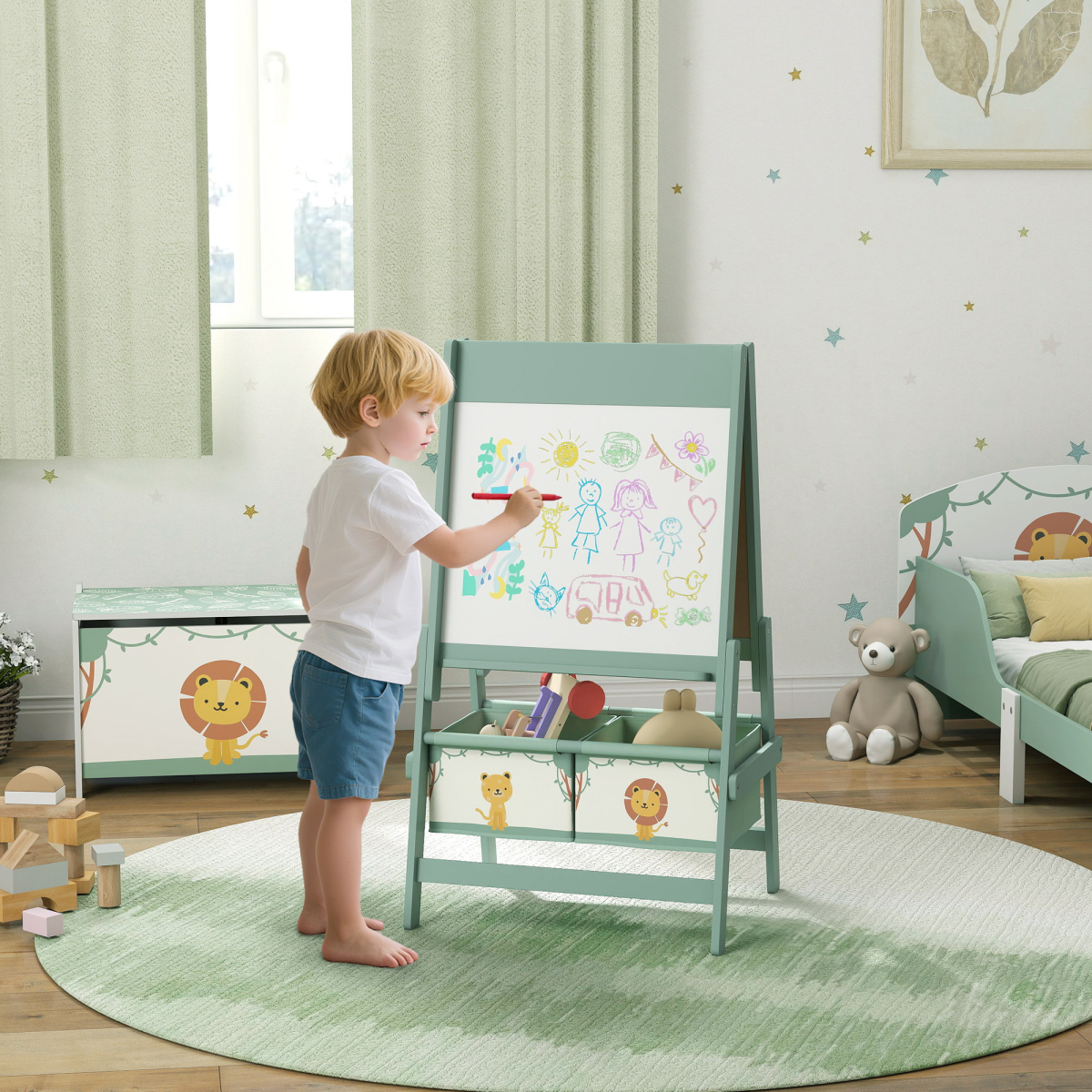 AIYAPLAY Kids Easel, Double-Sided Art Easel with Paper Roll