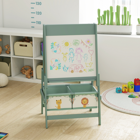 AIYAPLAY Kids Easel, Double-Sided Art Easel with Paper Roll