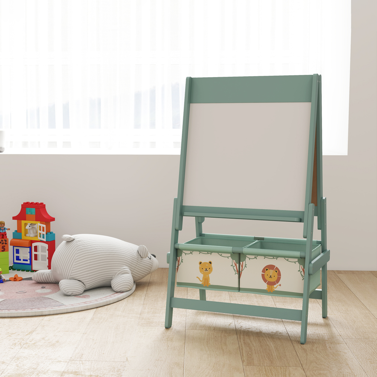 AIYAPLAY Kids Easel, Double-Sided Art Easel with Paper Roll