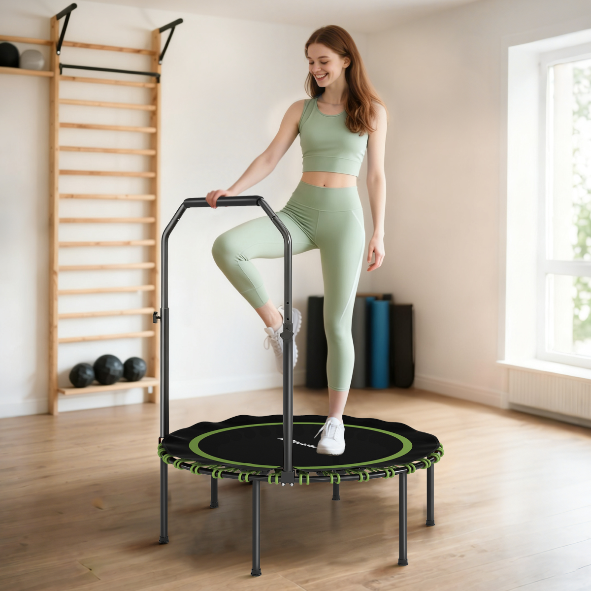 SPORTNOW Foldable Fitness Trampoline Rebounder with Handle