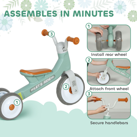 AIYAPLAY Baby Balance Bike with 3 Wheels