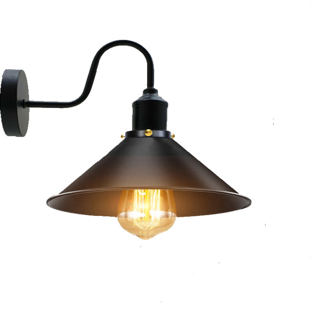 Vintage Industrial Wall Sconce – Cone Metal Shade with Bulb~3487