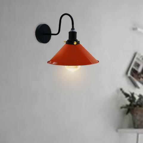 Vintage Industrial Wall Sconce – Cone Metal Shade with Bulb~3487