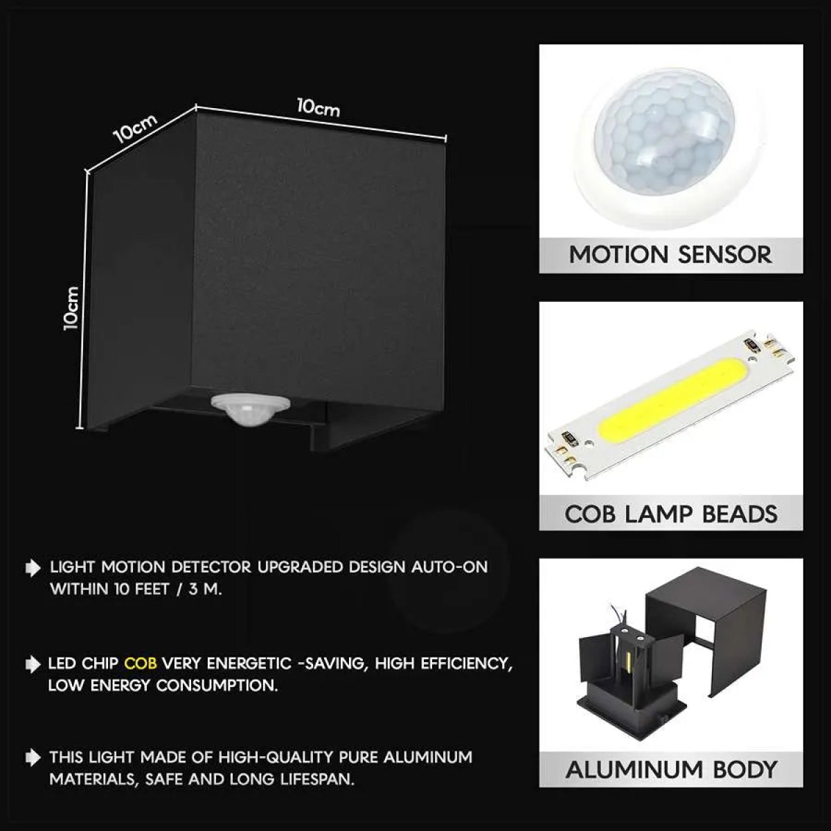 LED Outdoor Garden Wall Light with Sensor 10W | IP54~4495