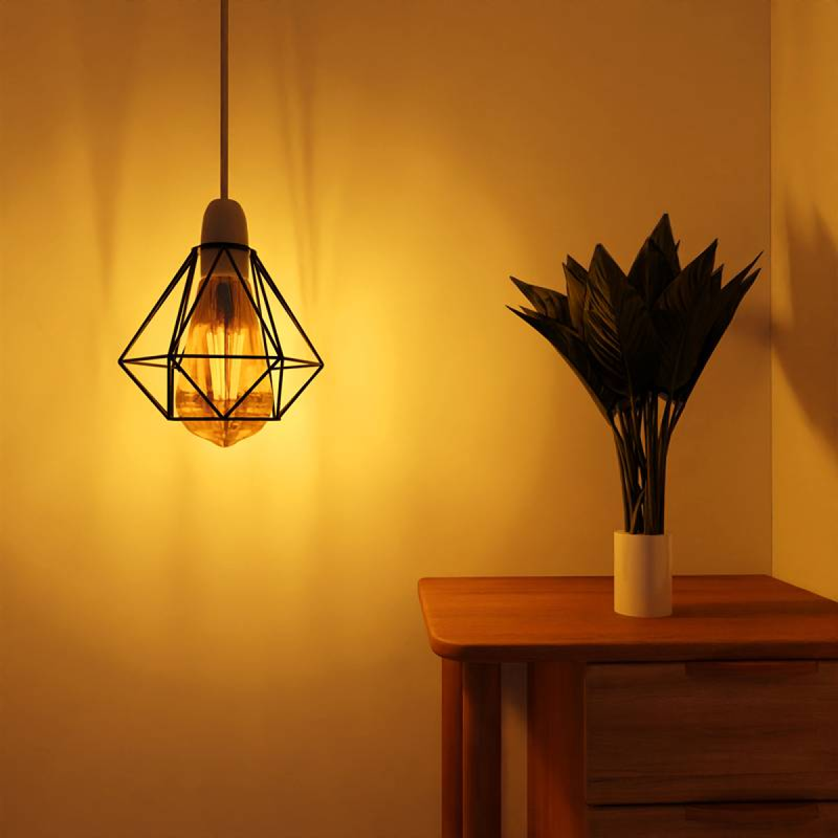 Black Diamond Metal Wire Cage Pendant E27 Ceiling Lampshade ~4768
