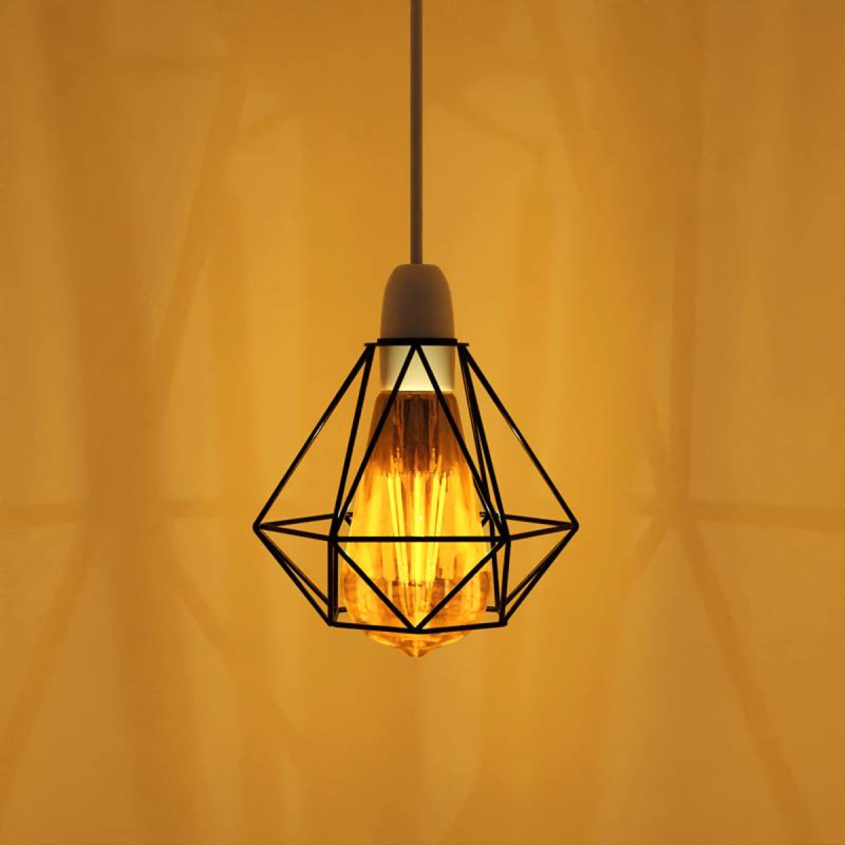 Black Diamond Metal Wire Cage Pendant E27 Ceiling Lampshade ~4768