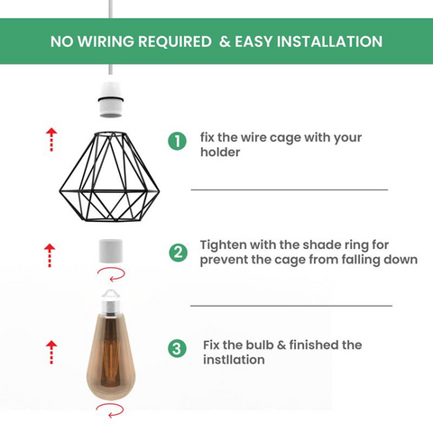 Black Diamond Metal Wire Cage Pendant E27 Ceiling Lampshade ~4768