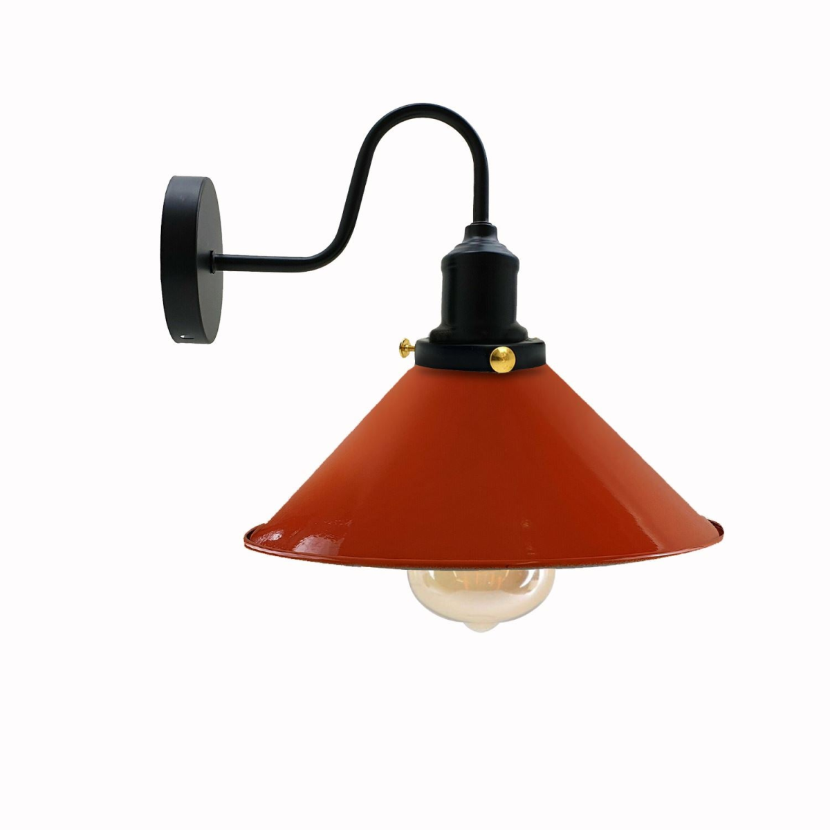 Vintage Industrial Swan Neck Wall Light Indoor Sconce Metal Cone Shape Shade~3391