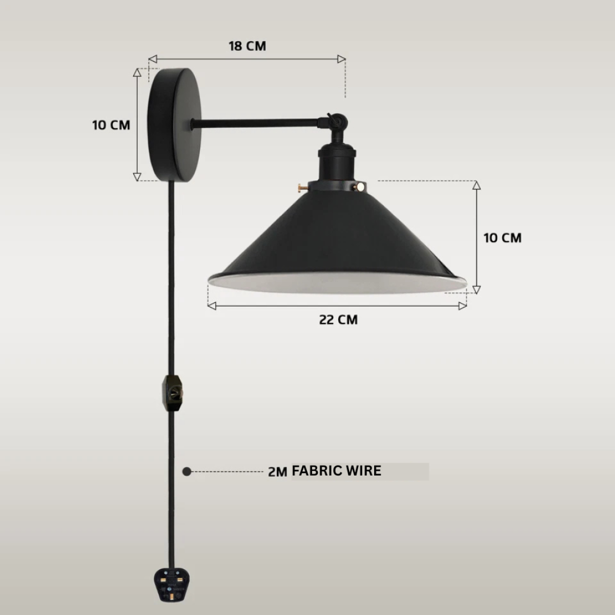 Cord plug in Wall light with Dimmer Switch ~2224