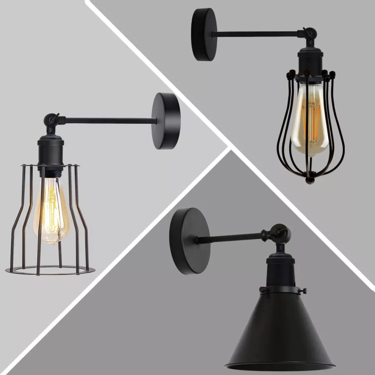 Industrial Wall Light E27 Vintage Metal Sconce with Adjustable Arm~5770