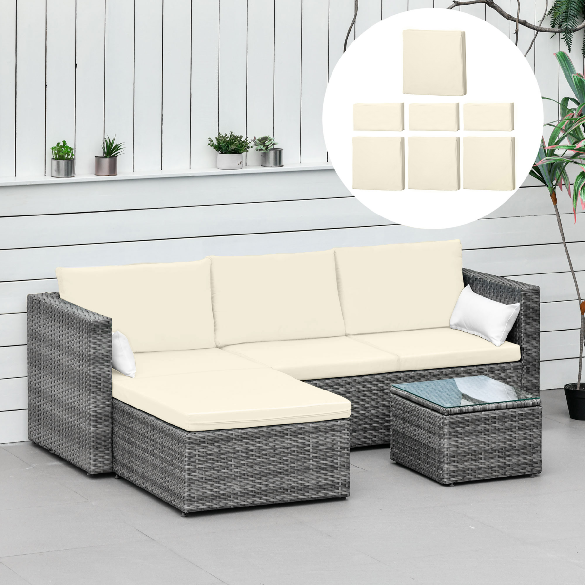 Rattan Garden Wicker Patio Furniture Cushion Cover Sofa Cover Replacement
