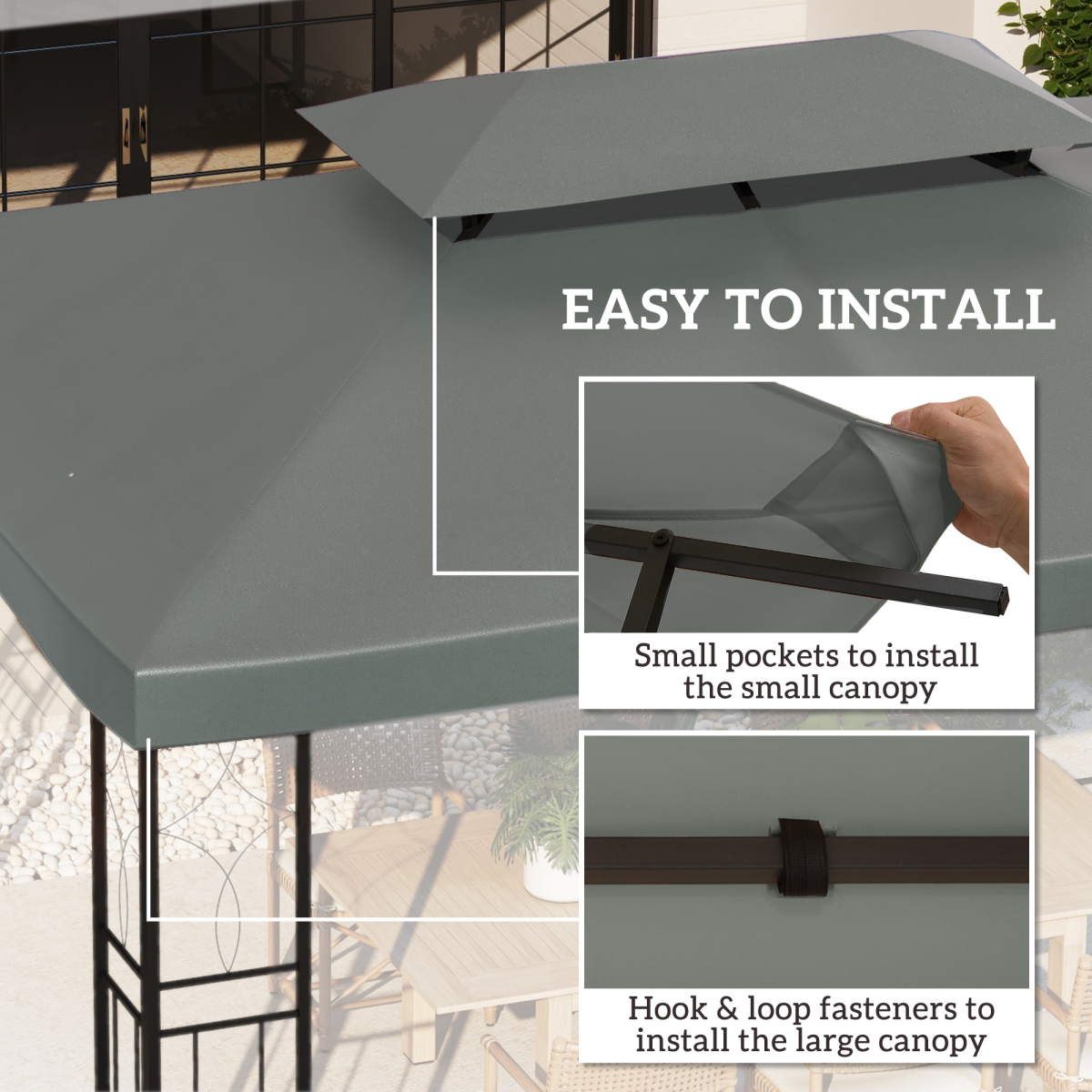 3x4m Gazebo Replacement Roof Canopy 2 Tier Top UV Cover Sun Awning Shelters