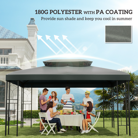 3x4m Gazebo Replacement Roof Canopy 2 Tier Top UV Cover Sun Awning Shelters