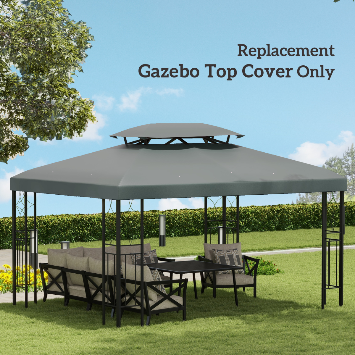 3x4m Gazebo Replacement Roof Canopy 2 Tier Top UV Cover Sun Awning Shelters