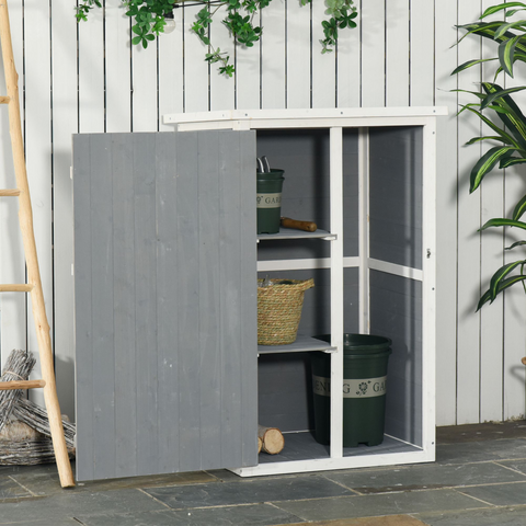 Wooden Garden Storage Shed Fir Wood Tool Cabinet