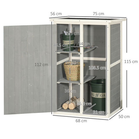 Wooden Garden Storage Shed Fir Wood Tool Cabinet
