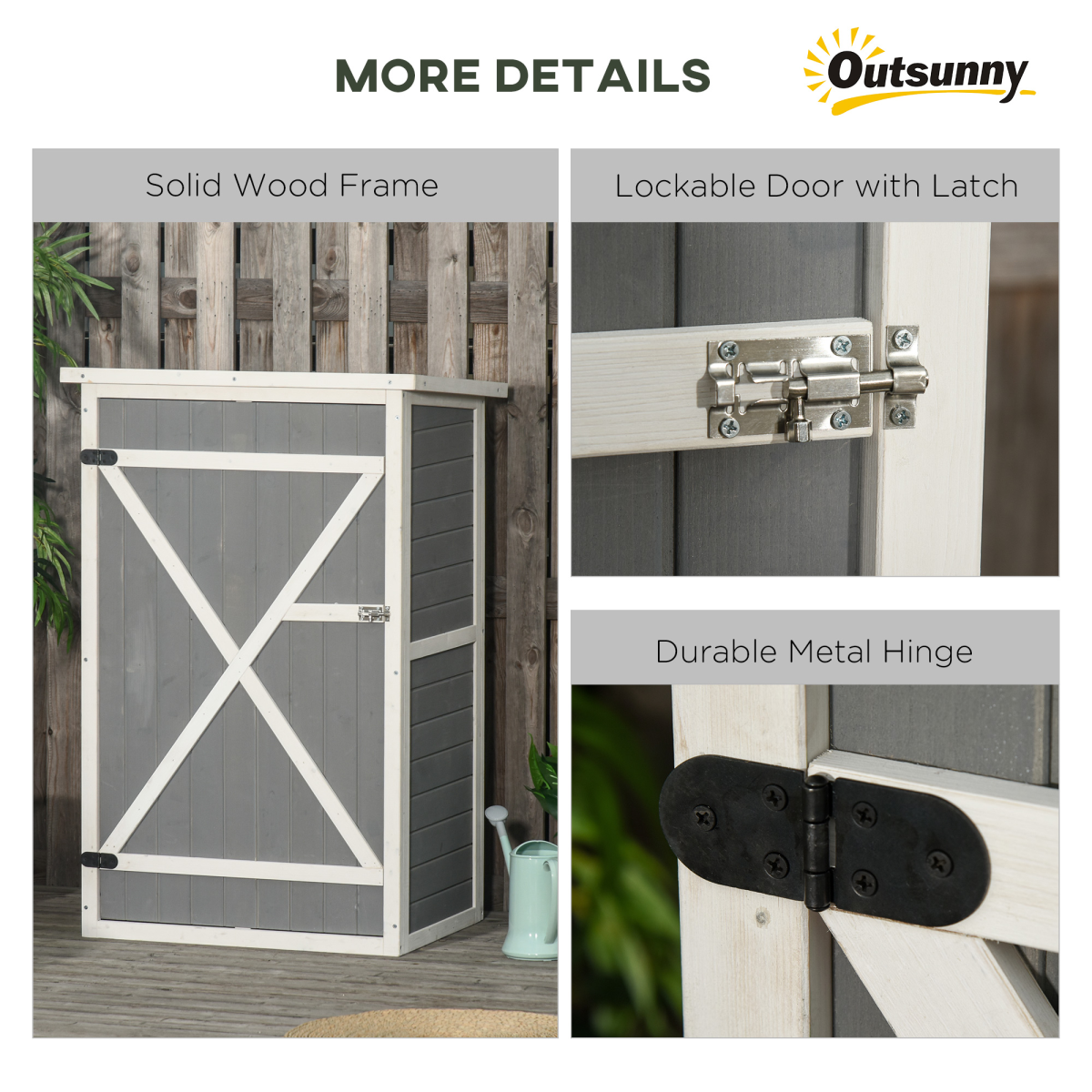 Wooden Garden Storage Shed Fir Wood Tool Cabinet