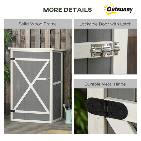 Wooden Garden Storage Shed Fir Wood Tool Cabinet