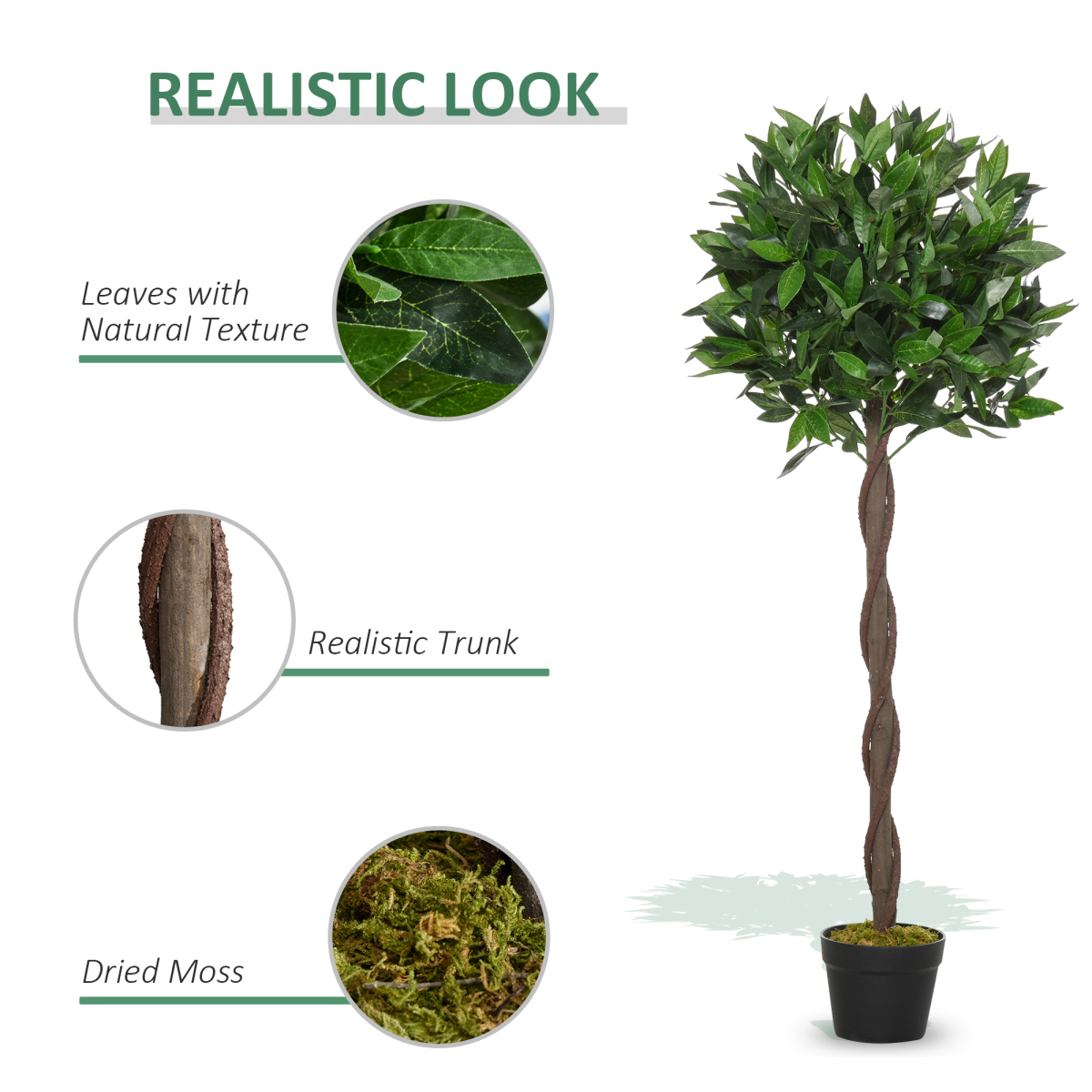 2 Artificial Topiary Bay Laurel Ball Trees Nursery Pot for Indoor Outdoor Decor