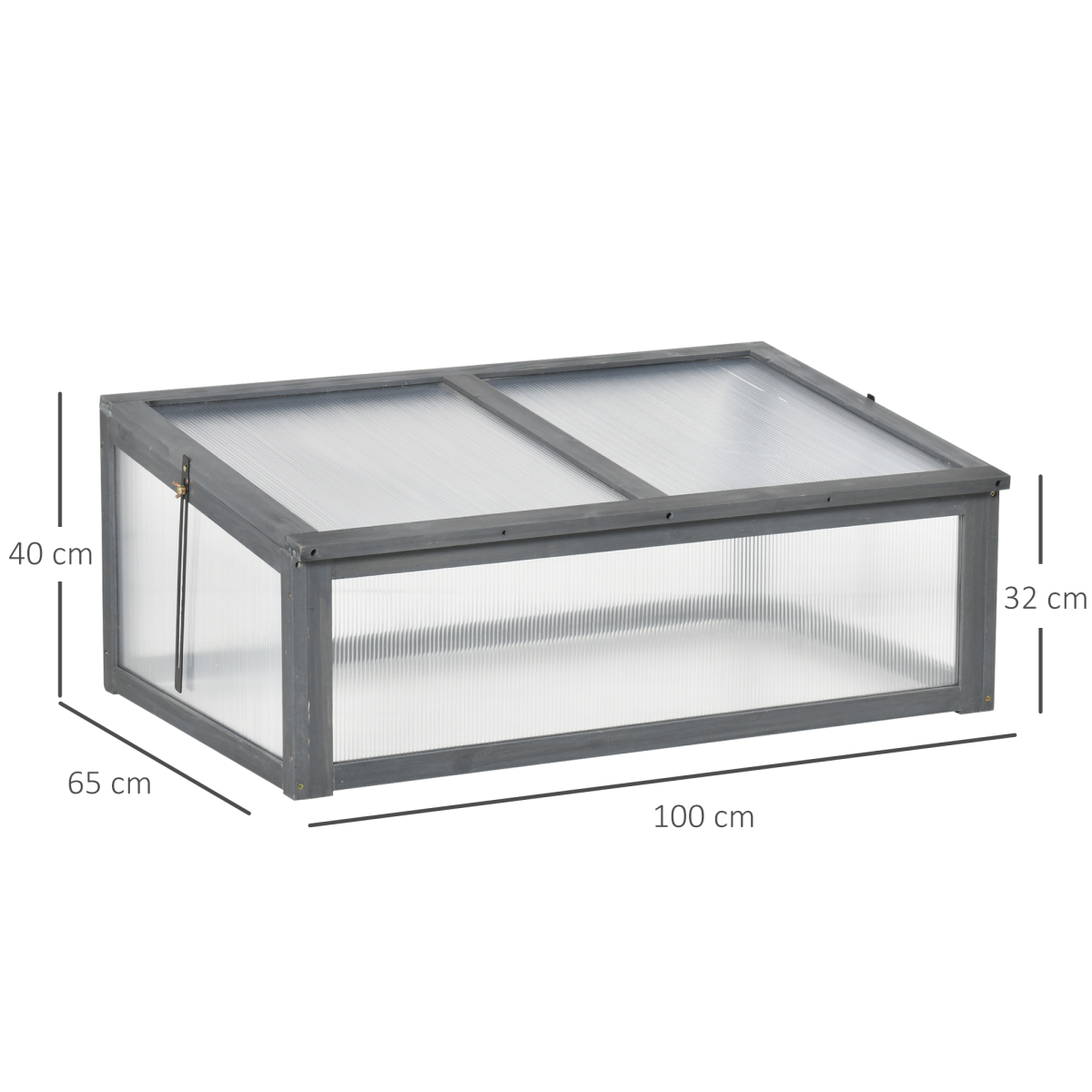 Square Wooden Greenhouse with Openable & Tilted Top Cover, PC Board