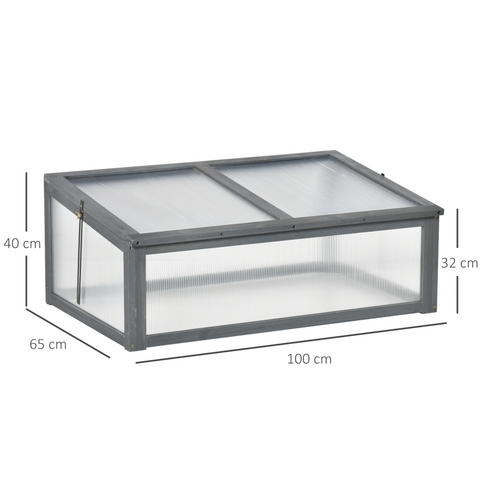 Square Wooden Greenhouse with Openable & Tilted Top Cover, PC Board