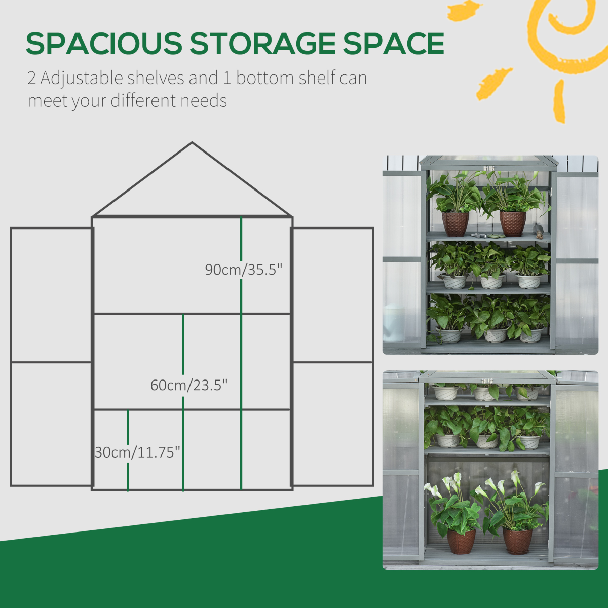 Garden Polycarbonate Cold Frame Greenhouse Grow House Flower Vegetable Plants