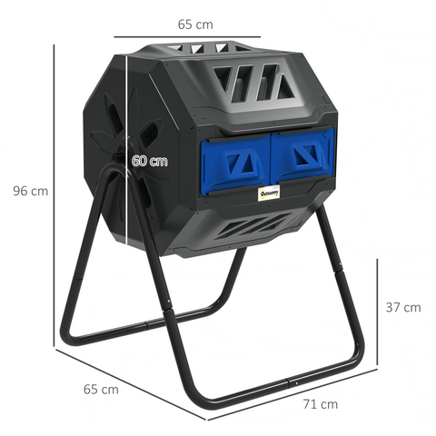 Tumbling Compost Bin Dual Chamber 360 Rotating Composter 160L