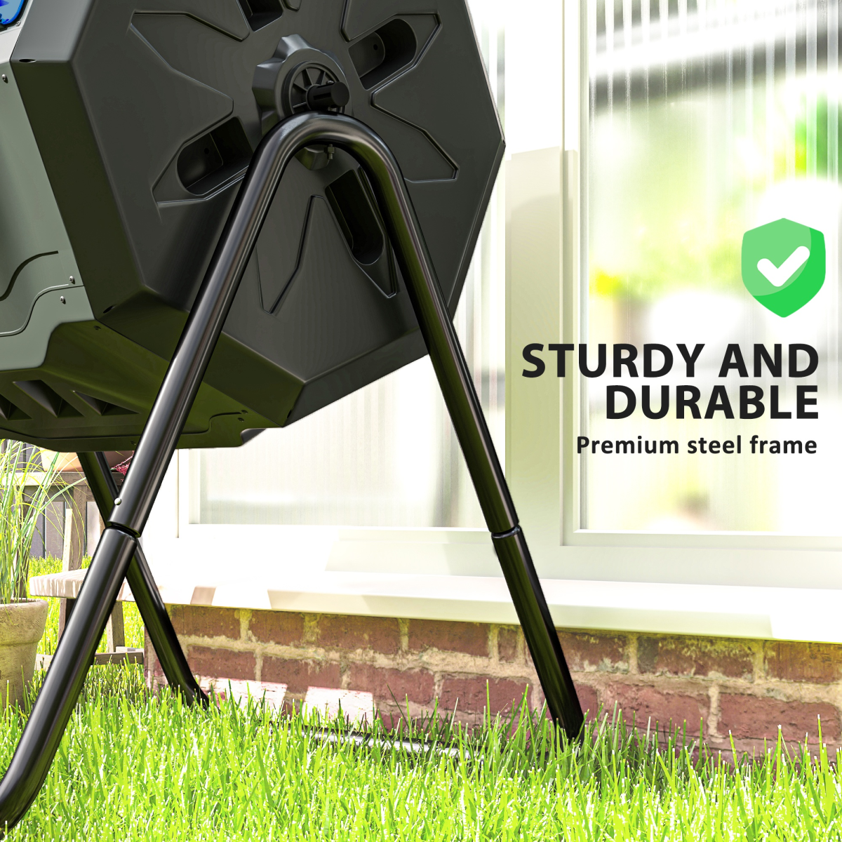 Tumbling Compost Bin Dual Chamber 360 Rotating Composter 160L