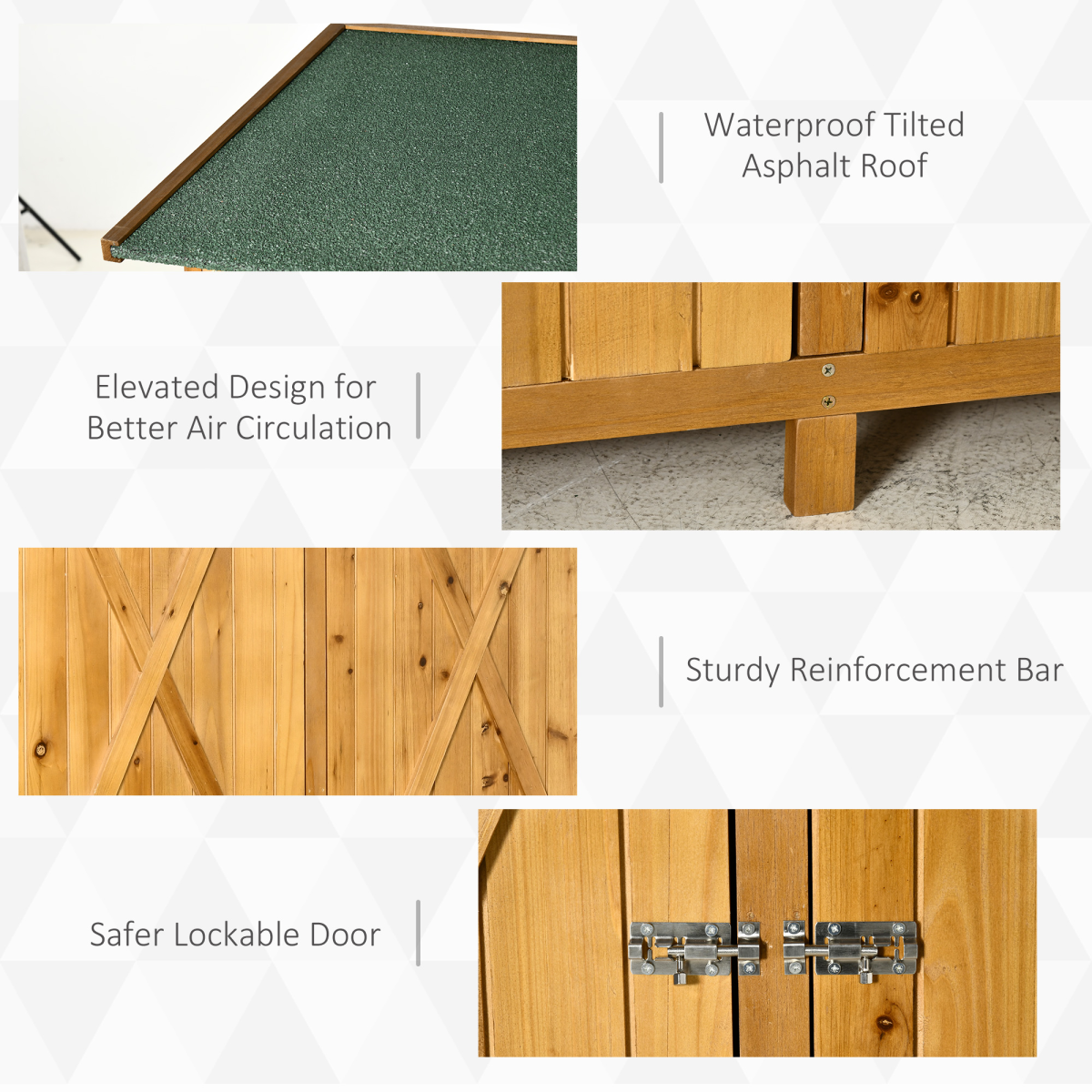 Garden Wood Storage Shed Storage Table, Asphalt Roof Storage Tool Organizer