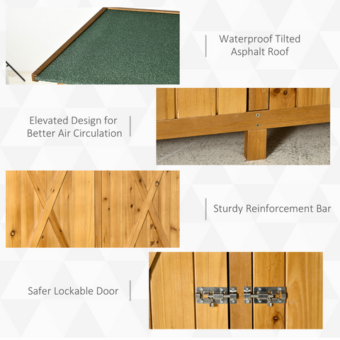 Garden Wood Storage Shed Storage Table, Asphalt Roof Storage Tool Organizer