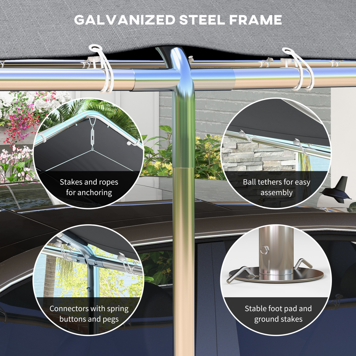 3m x 6m Heavy Duty Galvanized Steel Frame Canopy Vehicle Shelter