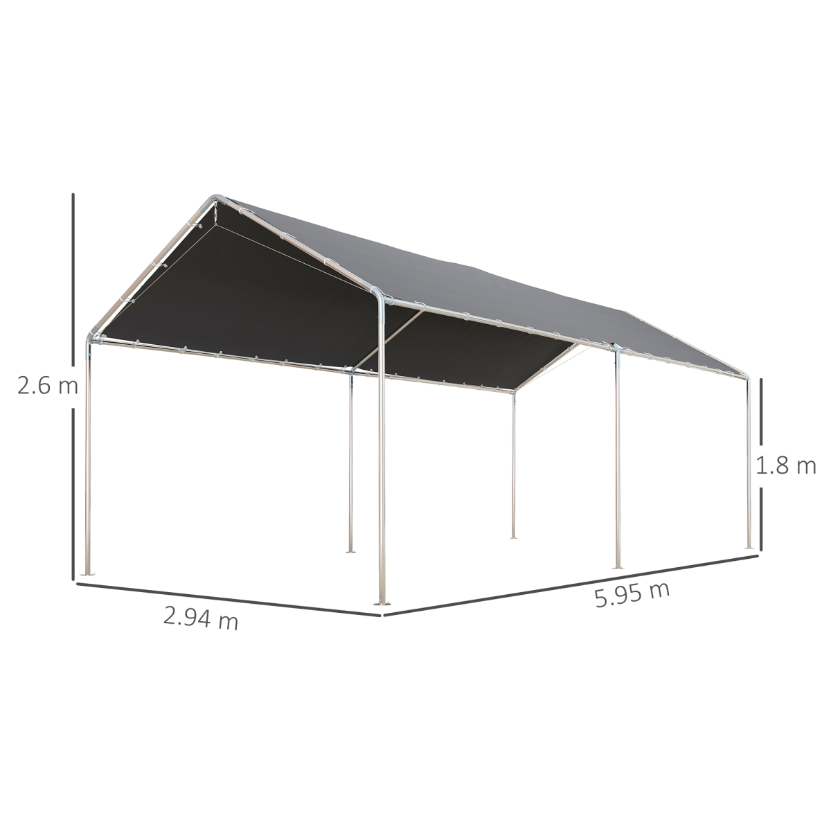 3m x 6m Heavy Duty Galvanized Steel Frame Canopy Vehicle Shelter