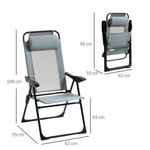 2 Portable Folding Recliner Outdoor Patio Chaise Lounge Chair with Backrest