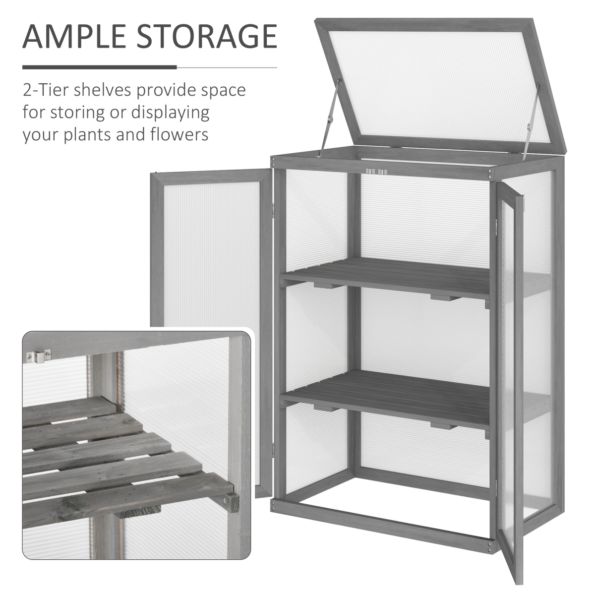 3-tier Wooden Cold Frame Grow House Garden Greenhouse Planting Storage Shelves