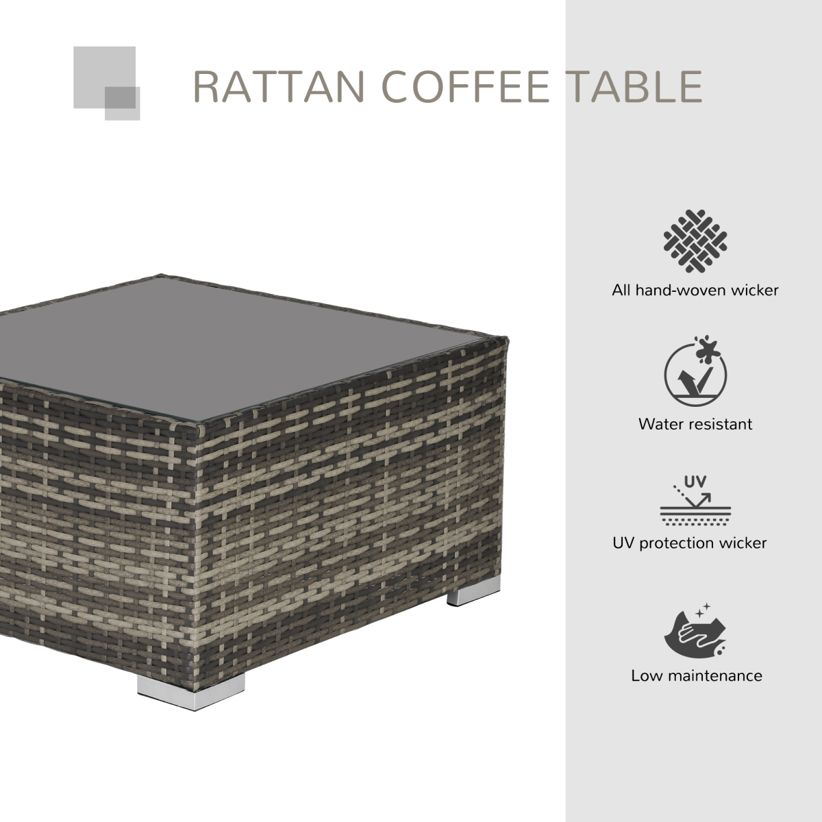 Rattan Wicker Patio Coffee Table Ready to Use Outdoor Furniture