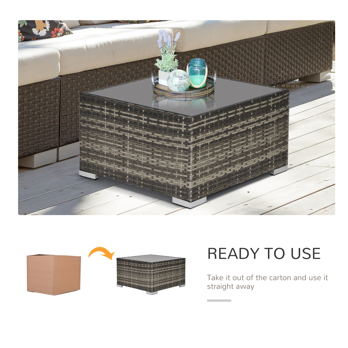 Rattan Wicker Patio Coffee Table Ready to Use Outdoor Furniture