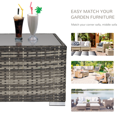Rattan Wicker Patio Coffee Table Ready to Use Outdoor Furniture