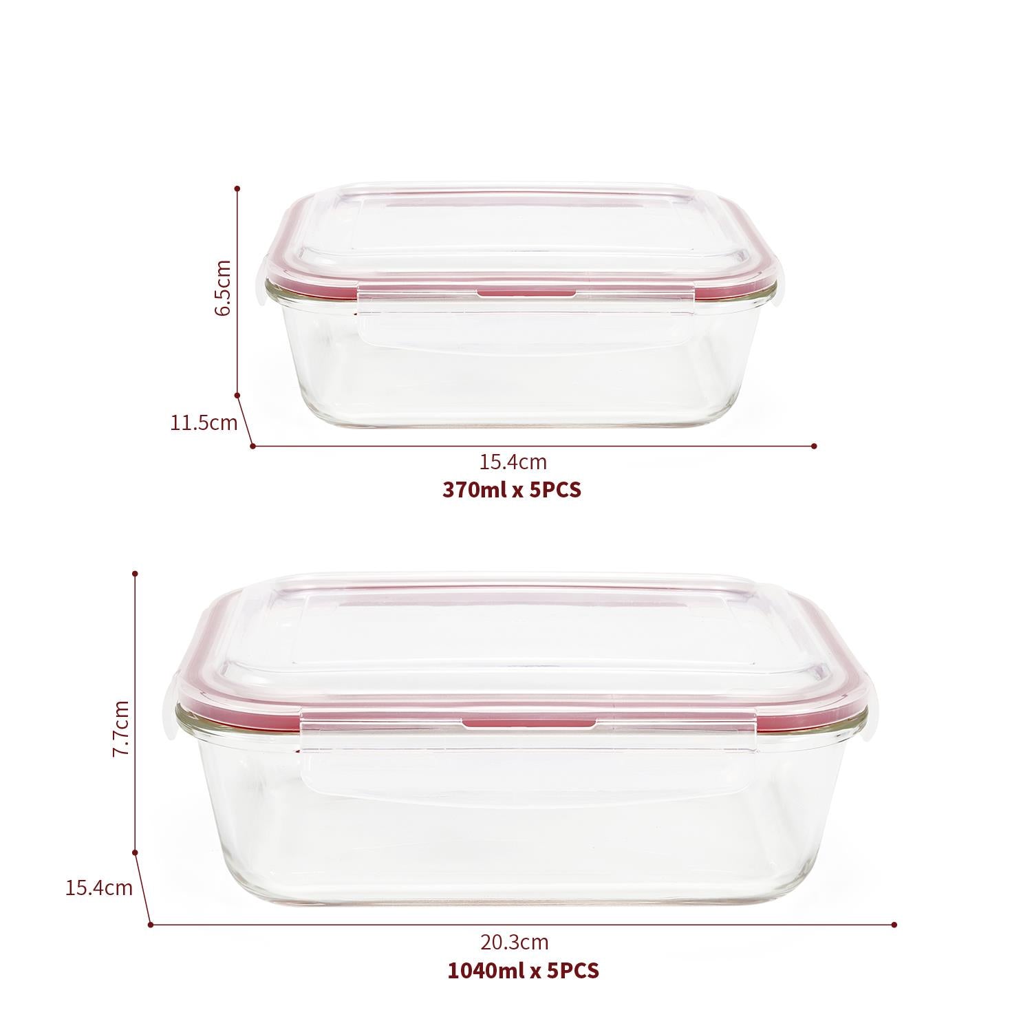 Vinsani Glass Food Storage 10-Pack Containers Rectangle Food Meal Prep Lunch Boxes with Lids Airtight Heat Resistant Leakproof Lid BPA-Free Dishwasher Microwave Oven Freezer Safe