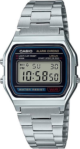 Casio Men's Digital Watch with Stainless Steel Bracelet Watch - A158WA-1DF