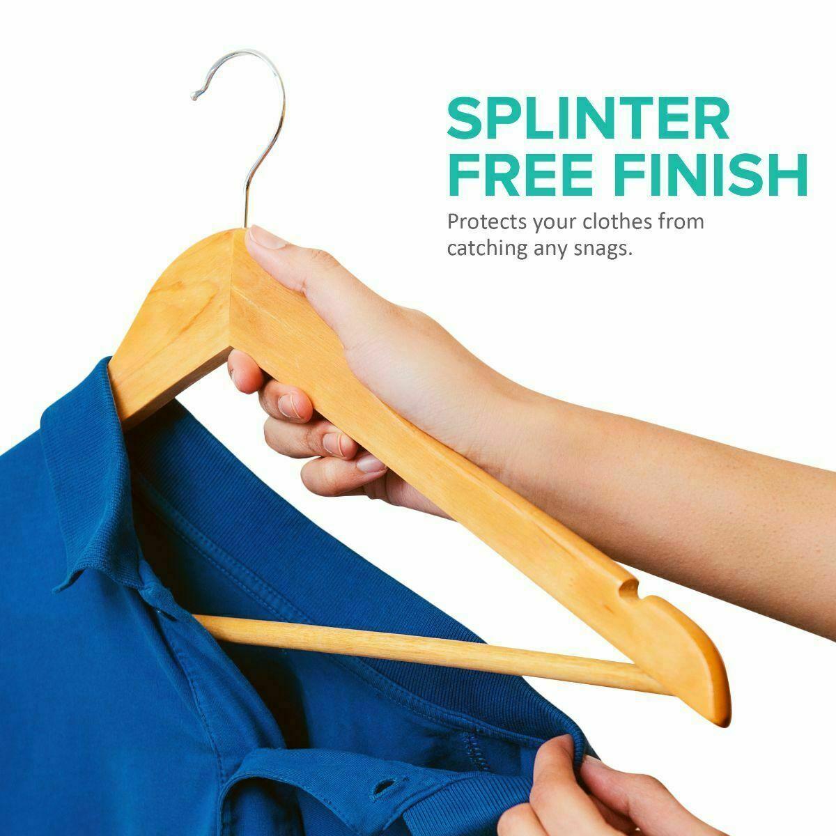 X20 WOODEN COAT HANGERS SUIT GARMENT CLOTHES